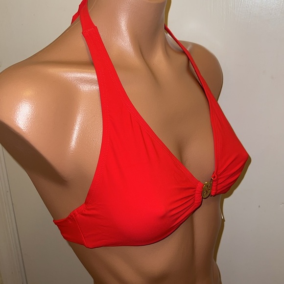 NWT Tory Burch bikini top bra size XS halter logo poppy red - Picture 3 of 5
